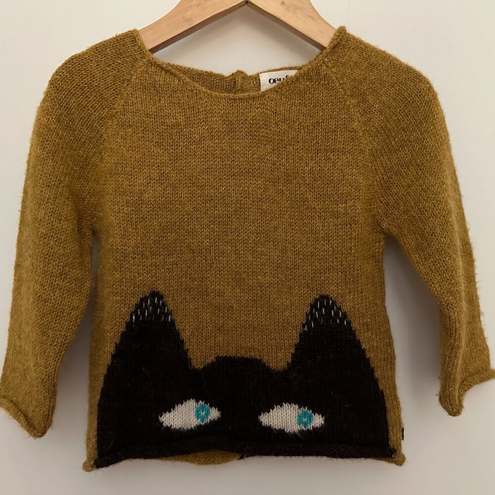 Rare OEUF Baby Alpaca 24 months black cat sweater